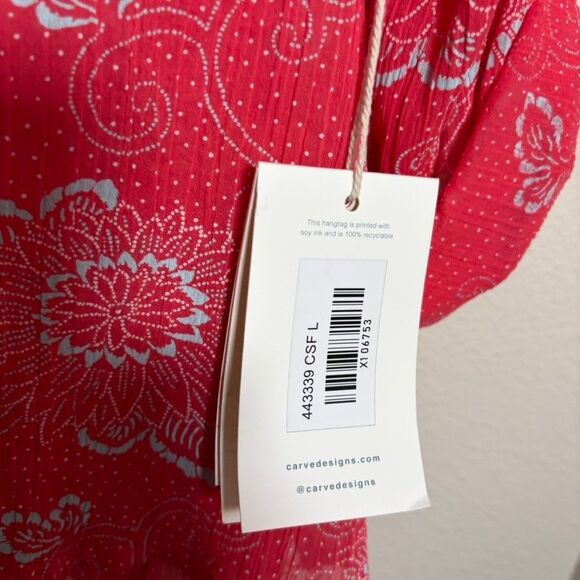 Carve Designs Blouse Women's Large Floral V-Neck Long Sleeve Colorful Top NWT - Picture 5 of 9